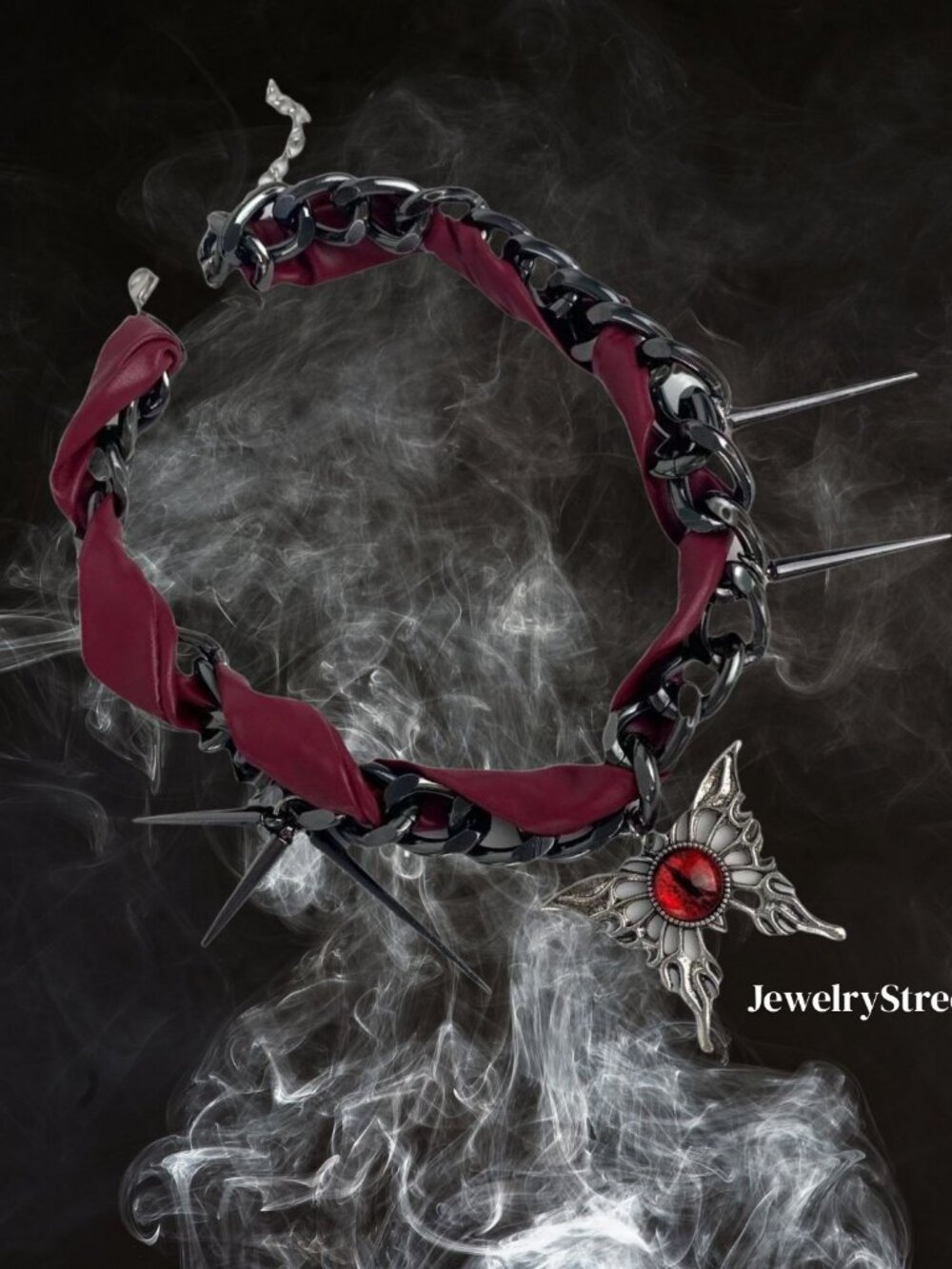 goth leather necklace y2k punk